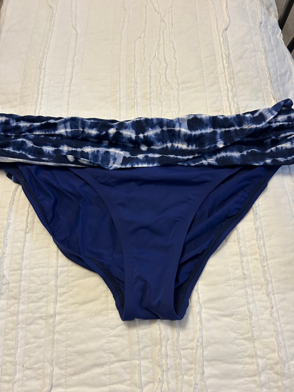 Bleu Rod Beattie Navy Blue Fold-Over Bikini Bottom with Tie-Dye Band